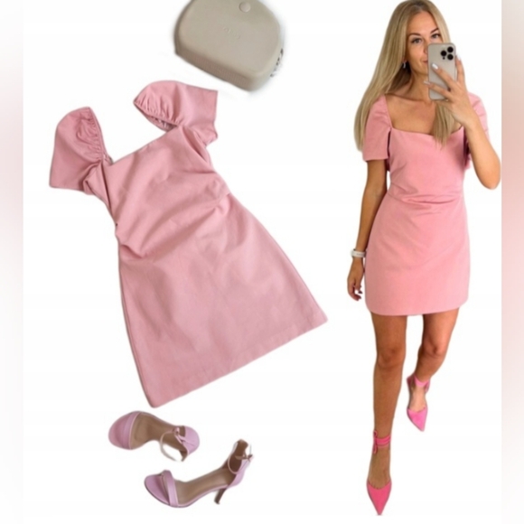 NWT Zara Linen Blend Barbie Pink Mini Dress XL XXL - Picture 1 of 10